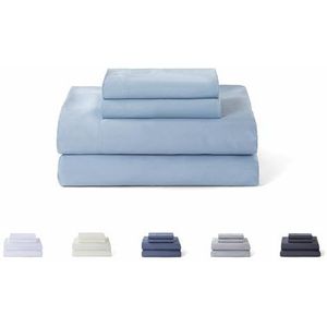 Todocama Beddengoedset, 4-delig, 5003, hoeslaken, sprei, 2 kussenslopen 50 x 80 cm, voor bed 105 x 190/200 cm, lichtblauw