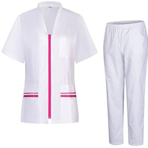 MISEMIYA - Dames gezondheidsuniform - dameshemd en broek - werkkleding voor dames 712-8312, fuchsia 21, XS