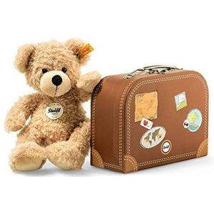 Steiff Teddybeer Fynn in koffer - 28 cm - Teddy knuffeldier voor kinderen - beweegbaar & wasbaar - beige (111471), Medium