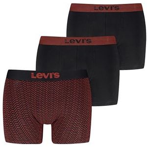 Levi's Herringbone All Over Print Bodywear voor heren, verpakking van 3 stuks, zwart/rood., XXL