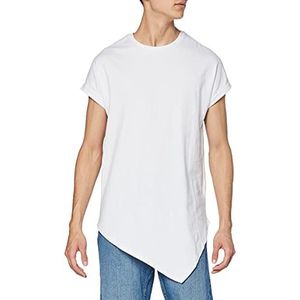 Urban Classics Heren Asymetric Long Tee, heren T-shirt, verkrijgbaar in vele verschillende kleuren, maten XS - XXL, wit, XL