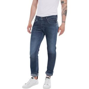 Replay Grover Hyper Cloud Straight Fit Jeans voor heren, 007, donkerblauw, 36W x 32L