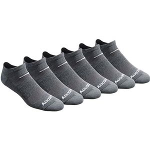 Saucony Men's Multi-Pack Mesh Ventilating Comfort Fit Performance No-Show Socks, Charcoal, Shoe Size: 6-9