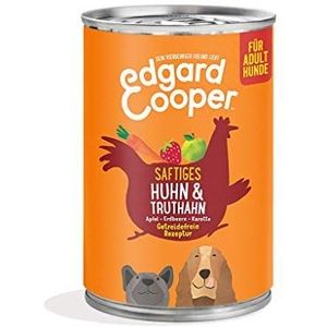 Edgard & Cooper Hondenvoer, nat, peetvader voor volwassenen, volwassenen, graanvrij, natvoer, natuurlijk kip en kalkoen, 400 g x 6 met veel vers vlees en voedzame ingewanden, evenwichtige premium