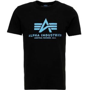 Alpha Industries Basis T-shirt Folieprint voor heren Black/Blue