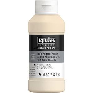 LIQUITEX 8408 metallisch goudmedium voor acrylverf, geeft acrylverf een metaalachtig sterk reflecterend goudeffect met glans, ouderdomsbestendig in kunstenaarskwaliteit - fles van 237 ml