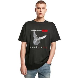 Mister Tee Upscale T-shirt Ready to Fly Oversize T-shirt, uniseks, met opdruk, oversized fit, katoen met print, grafisch T-shirt, zwart, 4XL