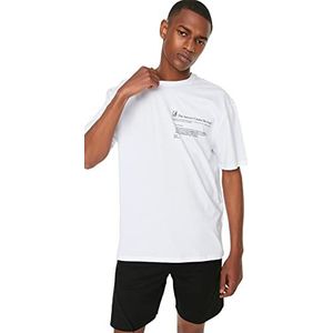 Trendyol Mannelijk Meer Duurzaam Oversize Standaard Crew Neck Knit T-Shirt Wit, Kleur: wit, S