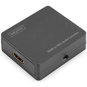 DIGITUS HDMI naar VGA converter - incl. audio-uitgang via 3,5 mm jack (stereo) - Full HD 1080p - stroomtoevoer via USB - zwart