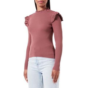 Bestseller A/S Dames ONLSIA Sally Ruffle LS KNT NOOS trui, Rose Brown, S, Rose Brown, S