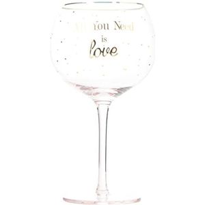 Lesser & Pavey LP44173 Grote Versierde 700ml Party Nieuwigheid Gedrukt Tonic Ballon ""All You Need is Love"" Slogan Zeggen Dames Gin Glas Gift Box