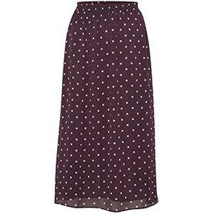 KAFFE Dames midi-rok hoge taille A-lijn afgedrukt, Winetasting/Sand Dot Print, 32 NL