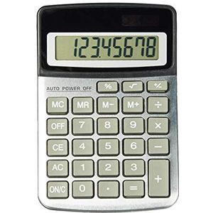 Relaxdays rekenmachine Office, grote toetsen, 8-cijferig display, Dual Power, Sovjetcial Calculator, zwart/zilver standaard