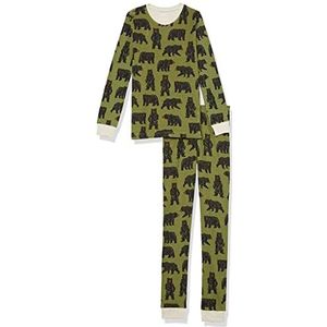 Hatley Organic Cotton lange mouwen bedrukte pyjama set pyjama kinderen en jongeren, Wild Bears, 4 Jaar
