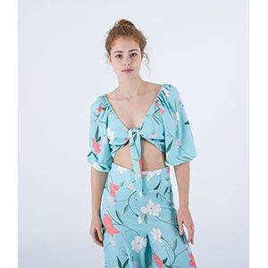 Hurley Poppy Front Tie Crop Top Dameshemd