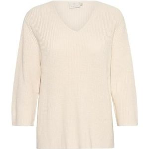 KAFFE Damestrui met V-hals, korte mouwen, relaxte pasvorm, dikke gebreide heup-lengte, dames, Turtledove, L