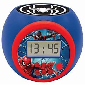 Spider-Man Projector wekker met sluimerfunctie en alarmfunctie, nachtlampje met timer, LCD scherm, werkt op batterijen, RL977SP