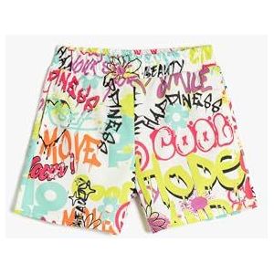 Koton Meisjes's elastische tailleband zakken bedrukte shorts, ecru design (0d1), 5-6 Jaar