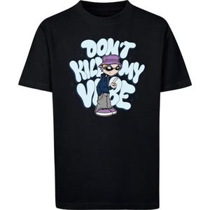 Mister Tee Kids Don't Kill My Vibe Tee T-shirt voor jongens, katoen, maten 110/116-158/164, zwart, 134