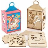 Baker Ross AX665 Unicorn Lantern Kits - Pack van 3, Woodcraft Crafts voor Kids Arts and Crafts Activities, geweldig voor Unicorn Thema Feesten!
