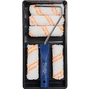 Hamilton for The Trade 7-delige Medium Pile Paint Roller Set met lade, 10 cm, wit/oranje/blauw