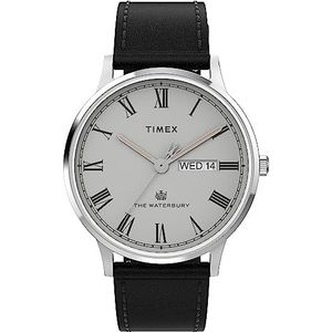 Timex Heren Waterbury Classic 40mm horloge, Zwart/Grijs/Roestvrij Staal, One Size, Klassiek