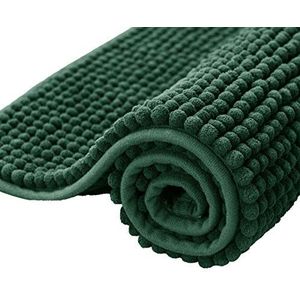 subrtex Chenille badmatten voor badkamer, extra zacht en waterabsorberend antislip badkleed, perfect pluche tapijtmatten voor bad, douche (40 × 60 cm, groen)