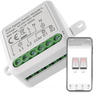 EMOS GoSmart Lichtschakelaarmodule/Zigbee Smart Switch met app, inbouwrelaisschakelaar voor afstandsbediening, spraakbesturing met Alexa & Google Home, voor dubbele schakelaar, geen nuldraad nodig