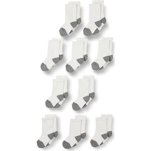 Amazon Essentials Katoenen crewsokken voor peuters, uniseks, 10 paar, Wit/Grijs, Medium
