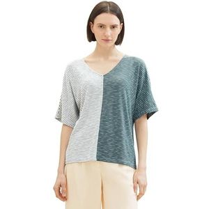 TOM TAILOR T-shirt voor dames, 34838 - Groen Offwhite Dunne Streep, XL