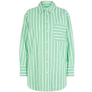 TOM TAILOR Denim Dames blouse met strepen 1032792, 31188 - Vertical Green White Stripe, L
