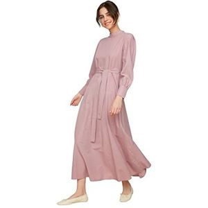 TRENDYOL Dames Modest Maxi A-lijn Regular Fit geweven stof bescheiden jurk, pruim, 40