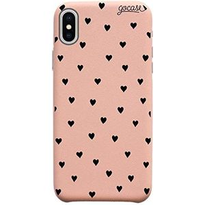 Gocase Royal Rose Black Hearts hoes | compatibel met iPhone X/XS | transparant met print | siliconen doorzichtige TPU beschermhoes krasbestendig telefoonhoes | zwart hart