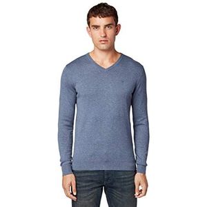 TOM TAILOR DENIM heren Basic trui 202212 Strickpullover V-Ausschnitt , 18964 - Vintage Indigo Blue Melange, 3XL