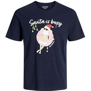 Jack & Jones - JJCHRISTMAS TEE SS CREW NECK - T-shirt - Sky captain - Korte Mouwen