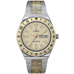 Timex Heren analoog horloge met roestvrij stalen armband Q Reissue, meerkleurig/beige, armband