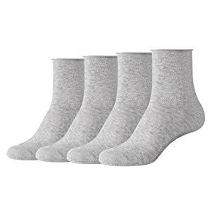 Camano Dames Online Women Cotton Fine Rolled Manchet Socks 4p, Grey Mel, 35-38