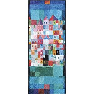wash+dry deurmat Colourful Houses, 75x190 cm, binnen, wasbaar, kleurrijk