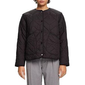 ESPRIT Gerecycled: gewatteerde jas met teddyvoering, zwart, XL