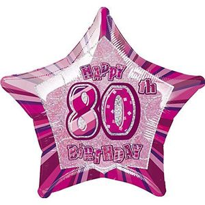 Unique Party 56000-20"" Foil Glitz Roze Gelukkige 80e Verjaardag ballon