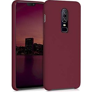 kwmobile telefoonhoesje compatibel met OnePlus 6 hoesje - Zachte case voor smartphone - Back cover in rabarber rood