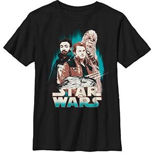 Star Wars - Han Solo Three Amigos Boy's Solid Crew Tee, Black, X-Small, Schwarz, XS