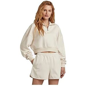 G-STAR RAW Dames Cropped 1 Zip Loose Sw Wmn Sweater, beige/kaki (ecru D23143-d368-159), L