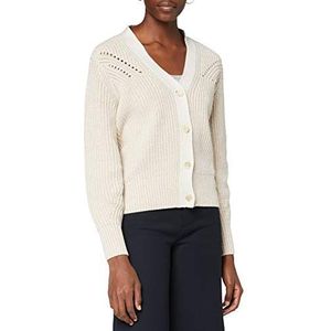 Scotch & Soda Dames tweekleurig geribbeld gebreid cardigan sweater, 0003 ecru., XL