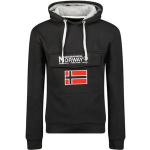 Geographical Norway Gadrienama Heren - Hoodie met kangoeroezak voor heren - Sweatshirt Logo Pullover Hood Hoody Warm Lange Mouwen - Heren Lente Zomer Herfst Winter (zwart 3XL), Zwart, 3XL