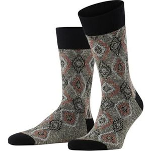 FALKE Heren Sokken Ikat Spell M SO Katoen Linnen Gedessineerd 1 Paar, Zwart (Black 3000), 41-42