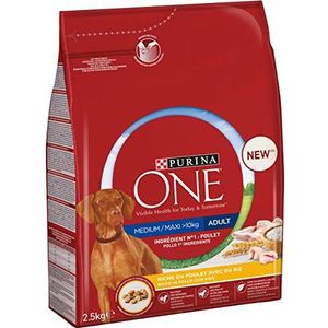PURINA ONE Medium/Maxi > 10 kg droogvoer voor honden, 4 zakken van elk 2,5 kg