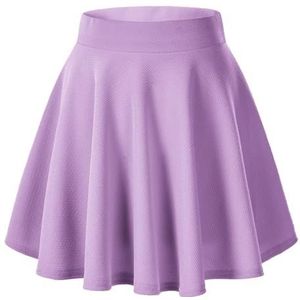 Urban CoCo Women's Basic Versatile Stretchy Flared Casual Mini Skater Skirt (L, Lilac)