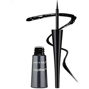 wet n wild, MegaLiner Liquid Eyeliner, Vloeibare Eyeliner met Flexibele Applicator, Make-up voor de Ogen, Vloeibare en Gepigmenteerde Formule die Snel Droogt, Black
