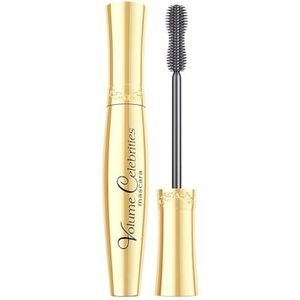 Eveline Cosmetics Volume Celebrities volumeversterkende en wimperkrullende mascara, verlengende, verdikkende en voedende formule met jojoba-olie, carnaubawas en D-panthenol